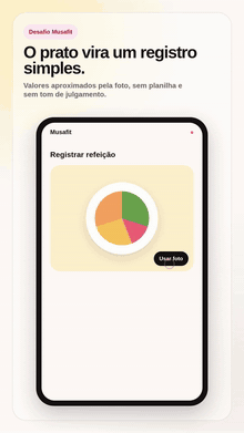 Demonstração do registro de refeição no desafio.